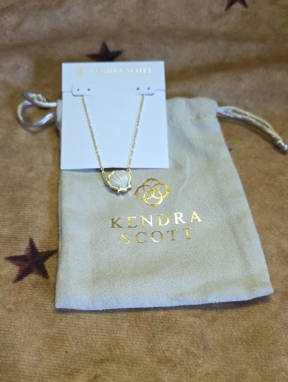 Kendra Scott Gold Tone Pendant Necklace with White Shell